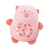 Bothyi - Lindo Cojín De Peluche De Capibara, Almohada De Bocadillos De Animales Para Adolescentes Y Niños, Color Rosa