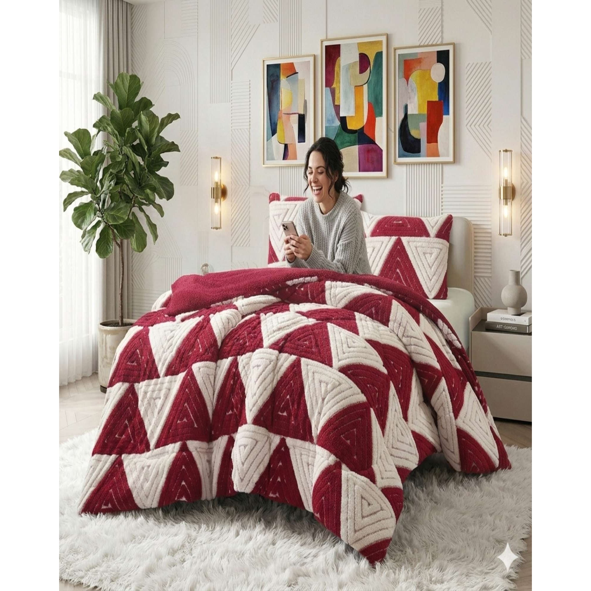 Mylhogar - Cubrecama King Invierno Jacquard Cutting Premium Chiporro Extra Suave