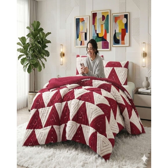 Cubrecama Plaza y Media Invierno Jacquard Cutting Premium Chiporro Extra Suave