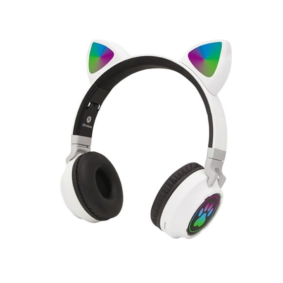 Audífonos inalámbrico Orejas Gato Led Wireless Bluetooth Blanco