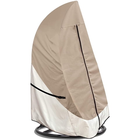 Xusx111 - Patio Colgando Cubierta De La Silla De Huevo - 420D Impermeable Al Aire Libre Asiento Único Wicker Swing Silla De Huevo Protector De Soporte, Bronceado Ligero Y Caqui