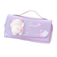 Bothyi - Estuche De Lápices De Tres Capas Lindo Portátil De Mano Para Examen Universitario Niños Púrpura