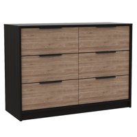 Fmfurniture - Comoda 4 Cajones 2 Puertas Fm-003N - Negro Y Cafe Claro