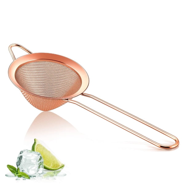 Colador de cóctel de acero inoxidable de malla fina, herramienta profesional de barra, coladores de café cónicos con mango largo