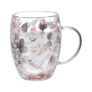 Magideal - Tazas De Café De Vidrio De Doble Pared De 300Ml, Taza De Bebida Con Asa, Tazas De Té Resistentes Al Calor, Tazas De Café Expreso Para Té, Capuchinos Y Estilo B