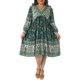 thumbnail image 1 of Agnes Orinda Vestido de Verano Talla Grande para Mujeres Escuela Universidad Casual Bohemio Floral Cuello en V Manga 3/4 Midi Corto Vestido de Playa 4X Verde Oscuro, 1 of 6