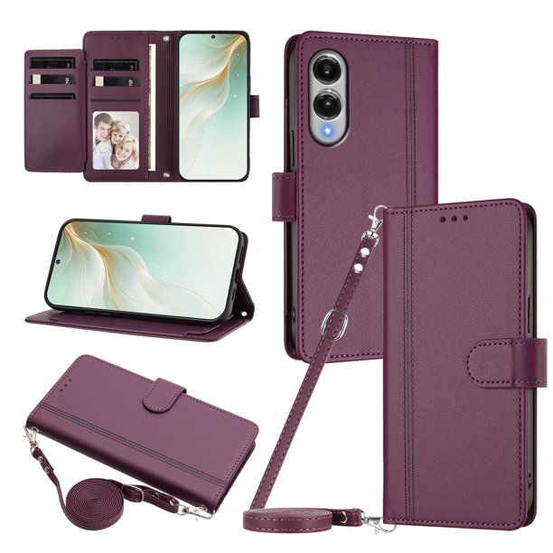 Samsung Galaxy S25 Edge Funda Billetera con Cierre Magnético, Morado Oscuro