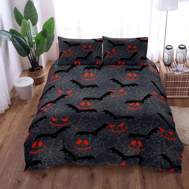 3pcs Duvet Cover Set, Halloween Spider Web Demon Digital Printing Print Bedding Set, Soft Comfortable Duvet Cover, For Bedroom, Guest Room (1*Duvet Cover + 2*Pillowcase, Without Core)