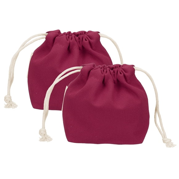 Uxcell 2 piezas bolsa de maquillaje con cordón, bolsa cosmética de lona de 4.7" organizador de artículos de tocador para accesorios de viaje, burdeos