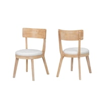 M&Ms - Set Of 2 Modern Upholstered Dining Chairs, Rubberwood, Natural + Beige