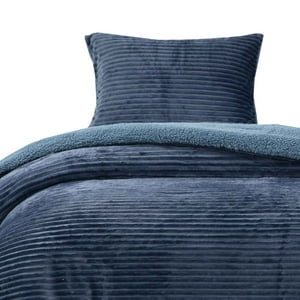 Dib - Cobertor Reversible Sherpa 1.5 Plaza Cotelón Azul