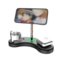 Genérico - Cargador Inalámbrico Magnético 3 En 1 Con Carga Rápida De 15 W, Rotación De 360° Y Soporte Para Teléfonos Inteligentes-Negro