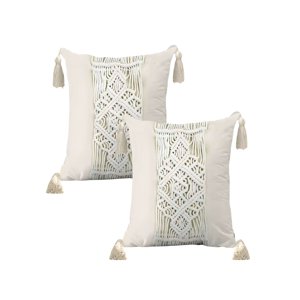 Genérico - Pack De 2 Fundas De Cojin Con Estilo Bohemio 45X45Cm Beige 02