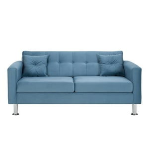 Bodevir - Sofa New Retro 3C Felpa 12 Azul Petroleo