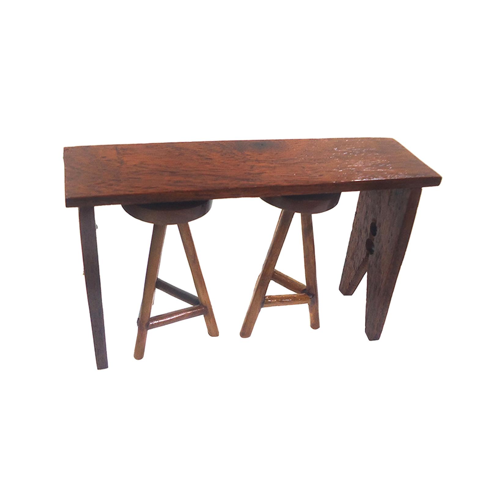 Magideal - Mini Mesa De Bar, Silla Alta, Decoración De Madera 1/12, Modelo De Muebles, Taburete De Escritorio De Muñecas, Micro Paisaje, Diseño De Esce