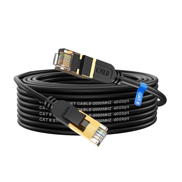 Cable Ethernet Cat 8 de 35 pies/10,7 m de alta velocidad, 40 Gbps, 2000 Mhz