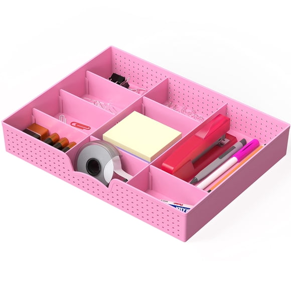 Bandeja organizadora de cajones Simple Houseware rosa con 9 compartimentos