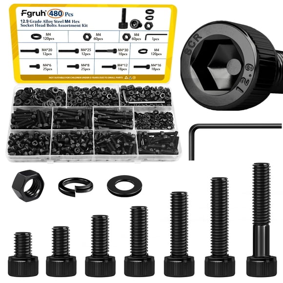 Kit surtido de tornillos Fgruh M4 480 piezas con tapa de cabeza hexagonal