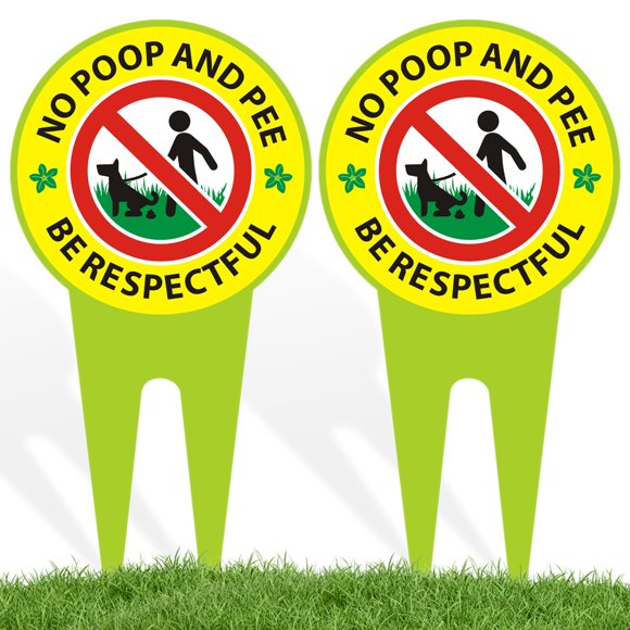 Cartel para jardín EVIESKENT, no perros, no heces, doble cara, 2 unidades