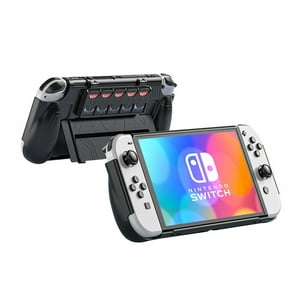 Genérico - Funda Protectora Para Nintendo Switch Oled Con Ranuras Para Tarjetas Enchufables, Accesorios Integrados Para La Consola Portátil-Negro