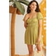 thumbnail image 1 of Vestido Mini de Color Verde Claro con Espalda Abierta, Mangas Cortas Abullonadas y Tejido Acampanado, 1 of 5