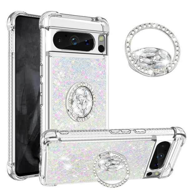 Funda Para Google Pixel 8 Pro Con Brillo Líquido, Protección Completa Y Soporte De Anillo Giratorio