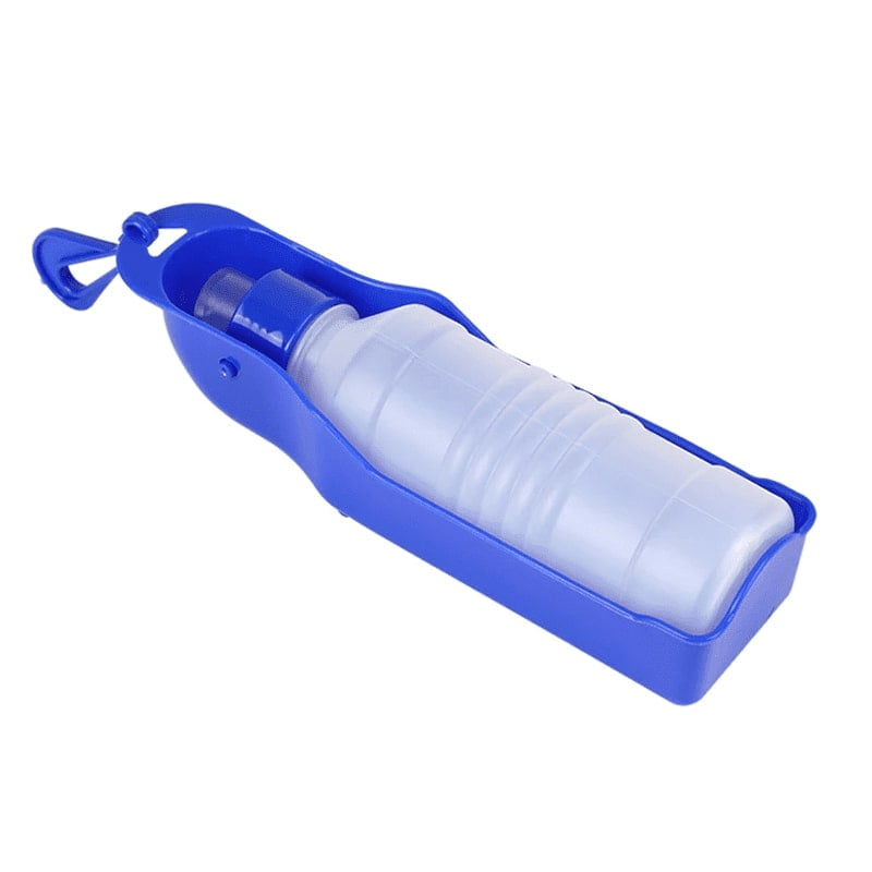 Bebedero Portatil Botella Agua Perros 550ml Plegable Paseo Azul
