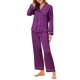 thumbnail image 1 of INSPIRE CHIC Conjunto de Pijama de Satén para Mujer Conjunto de Salón de Manga Larga con Ribete en Contraste y Pantalones de Cintura Elástica XS Púrpura, 1 of 6