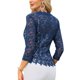 thumbnail image 3 of INSPIRE CHIC Chaqueta de Encaje Floral para Mujer con Mangas 3/4 y Un Botón Bolero Cárdigan Gris Azul XL, 3 of 6