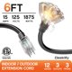 thumbnail image 2 of Cable de extensión Deeklify 1,8 m 12 AWG 3 tomacorrientes negro, 2 of 8