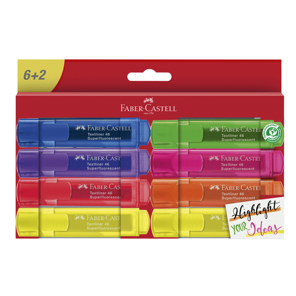 Destacador 46 Super Fluor Faber-Castell x8 Colores