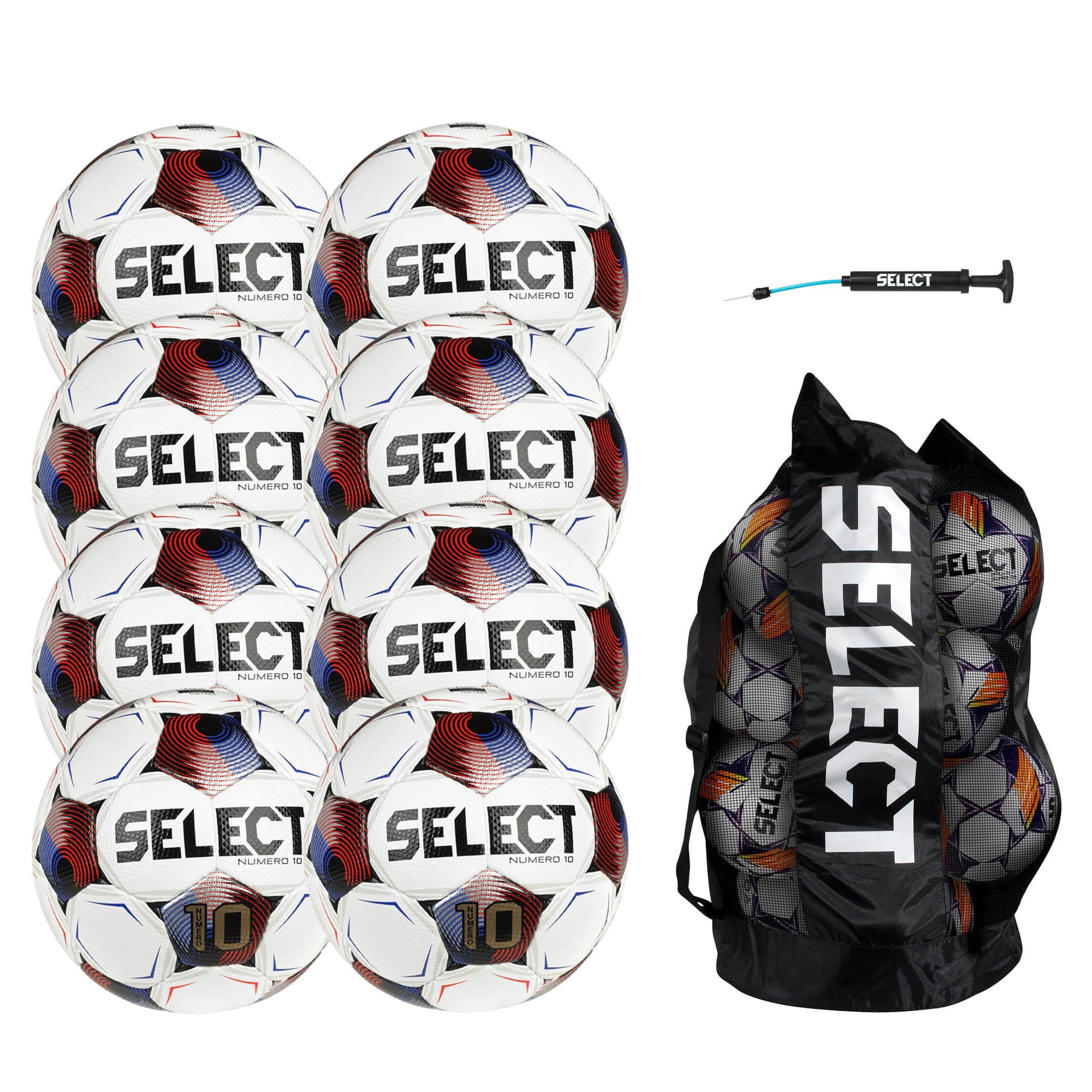Paquete De 8 Pelotas Soccer Ball Select Número 10 Con Bolsa Y Bomba Tamaño 5