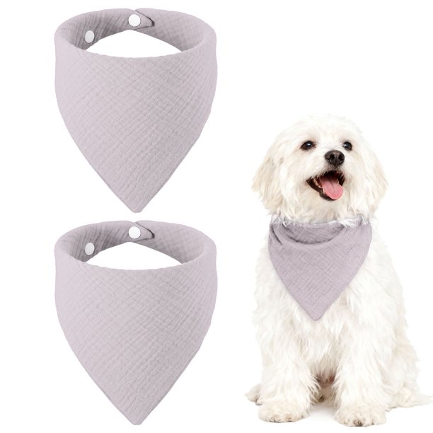 Uxcell Bandanas Triangulares para Perros con Botón, Suave Bufanda para Mascotas Cómoda Babero Triangular Lavable Ajustable (Tela, 2 Piezas, Taro Púrpura) para Cachorros Pequeños y Medianos