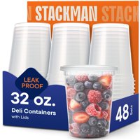 Contenedores De Almacenamiento De Alimentos Stack Man, 48 Juegos De 950 Ml Con Tapas