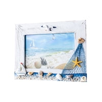 Magideal - Marco De Fotos, Mediterráneo, Decoración De Mesa, Estilo Vintage, Concha, 6 Pulgadas, Marco De Fotos De Póster Artesanal, Para Vacaciones En Interiore , 20X15Cm