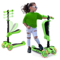 Patinete De 3 Ruedas Hurtle Scootkid 2 En 1 Para Sentarse Y Pararse Para Niños, Verde