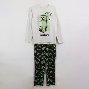 Pijama Manga Larga Niño Gris Creeper Minecraft
