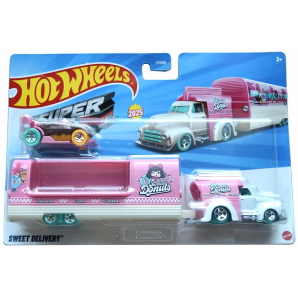 Camión de juguete Hot Wheels Super Rigs Sweet Delivery rosa