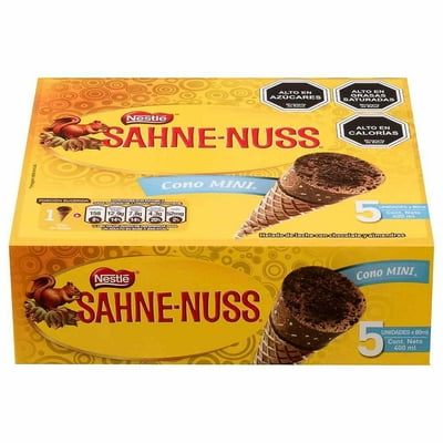 Helado Cono Mini Sabor Chocolate Y Almendra Caja 5 Un Sahne Nuss