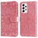 thumbnail image 1 of Funda tipo cartera FOXDOCK para Samsung Galaxy A73 5G , diseño girasol en relieve, cuero PU, cierre magnético, soporte y tarjetero, 1 of 5