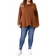 thumbnail image 2 of Agnes Orinda Conjuntos de Halloween para Mujeres Tallas Grandes Cuello Alto Envolvente Blusa Túnica Asimétrica con Botón Lateral Manga Larga Casual de Negocios 3X Naranja Marrón, 2 of 6