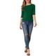thumbnail image 2 of INSPIRE CHIC Camisetas de Mujer Mangas al Codo Cuello Barco Ajuste Ceñido Casual Camisetas Verde Oscuro L, 2 of 7