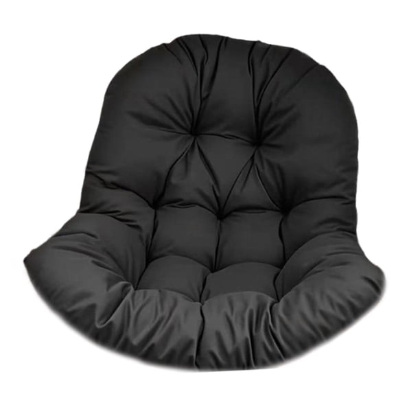 Cojín para silla tipo huevo, cojín para hamaca, suave, cómodo, lavable, almohadilla gruesa para jardín, patio, porche, oficina y exterior. Negro