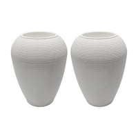 Fliperex - Set 2 Maceteros Plastico Redondo Ovalado Moderno Textura M Blanco