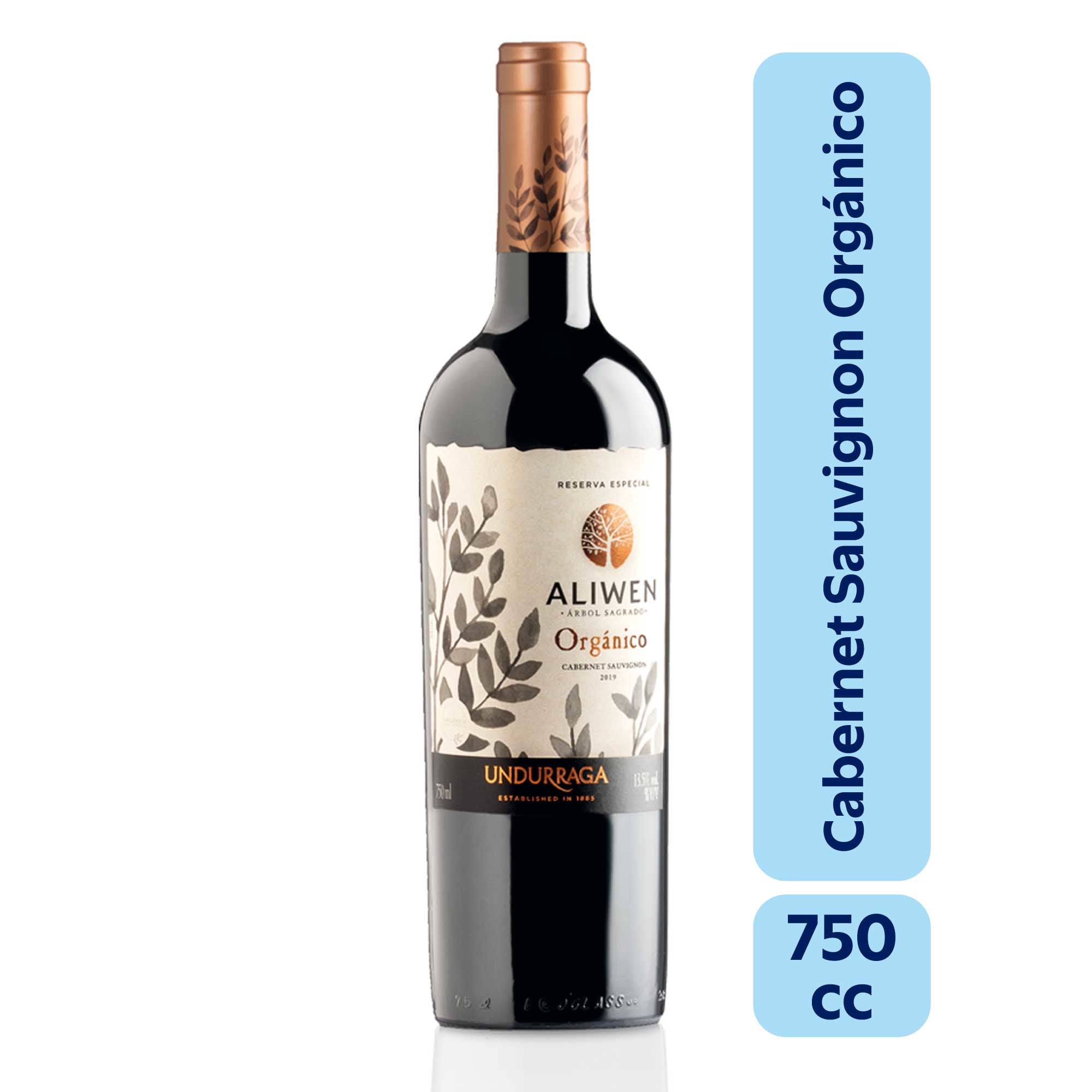 Vino Tinto Orgánico Cabernet Sauvignon Botella 750 ml Aliwen