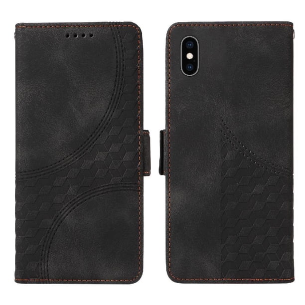 Carcasa FOXDOCK iPhone Xs Max de cuero PU, diseño acolchado clásico, protección contra caídas y rayones