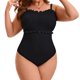 thumbnail image 5 of Agnes Orinda Traje de Baño de Una Pieza para Mujer Talla Grande Monokini Texturizado Acanalado Traje de Baño con Lazo en la Espalda Control de Abdomen Cobertura Completa 1X Negro, 5 of 8