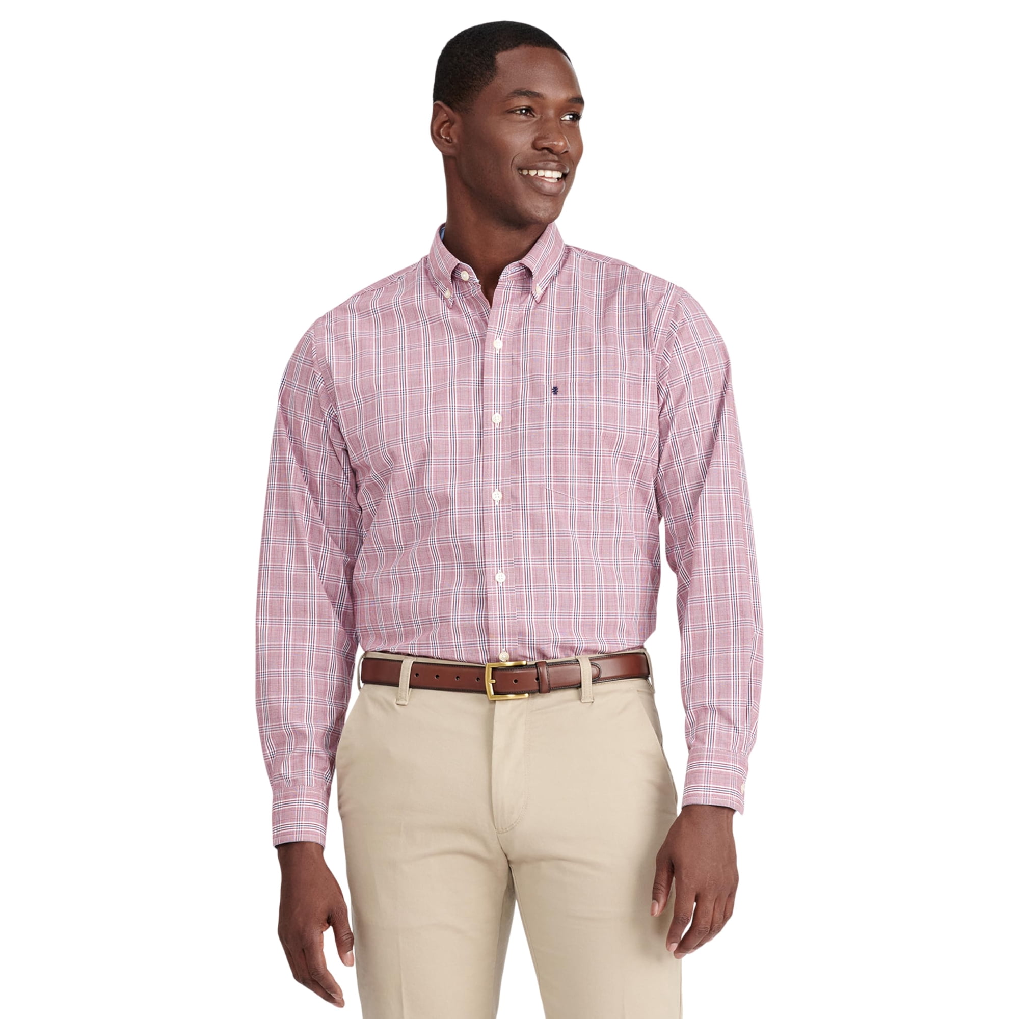 Camisa Izod Advantage Performance De Manga Larga Para Hombre - Rojo