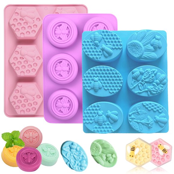 Moldes de silicona flexibles JIIVORS 3‑pack con diseño de abeja