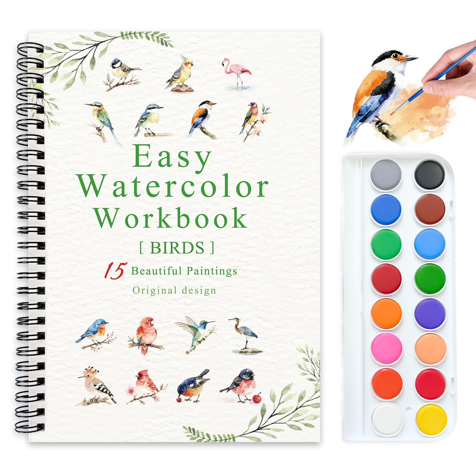 Terself - Libro De Trabajo De Acuarela Juego De Pintura De 16 Colores Para Adultos
